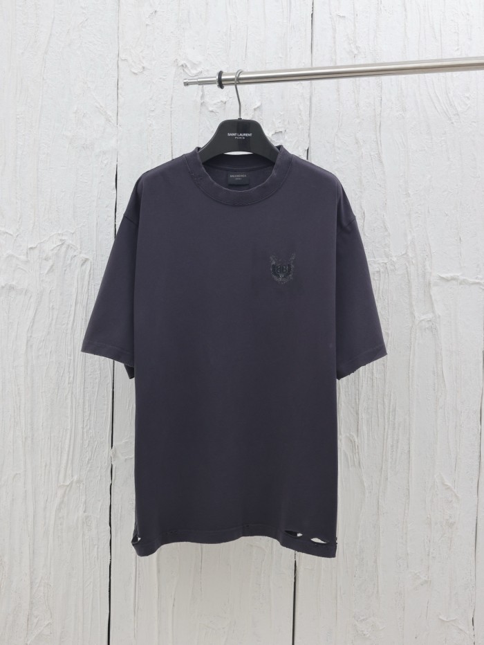 Balenciaga Cotton Short Sleeve T-Shirt With Vintage Effect