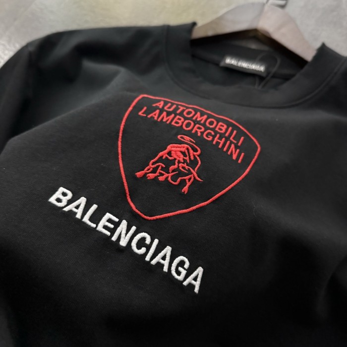 Balenciaga Logo Embroidered Cotton Short Sleeve T-Shirt