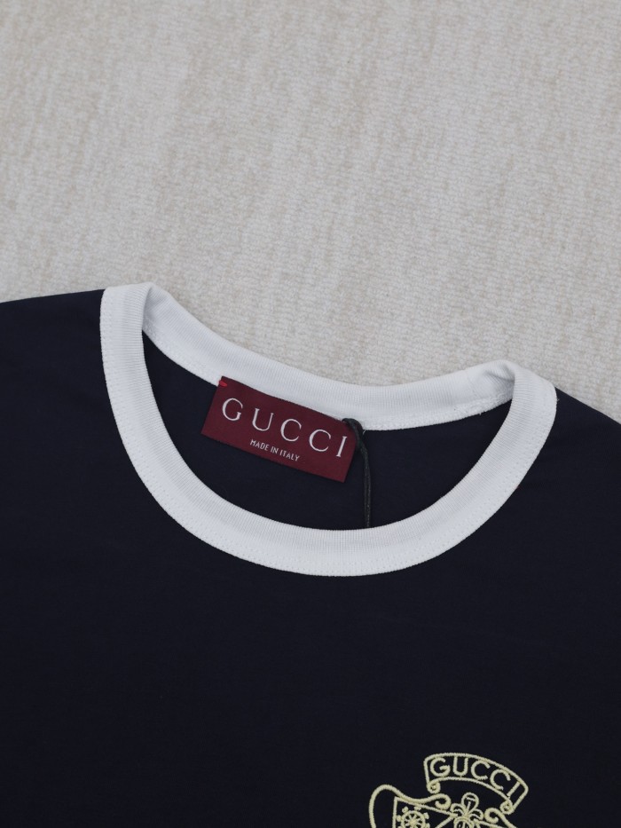 Gucci Embroidered Cotton Short Sleeved T-shirt