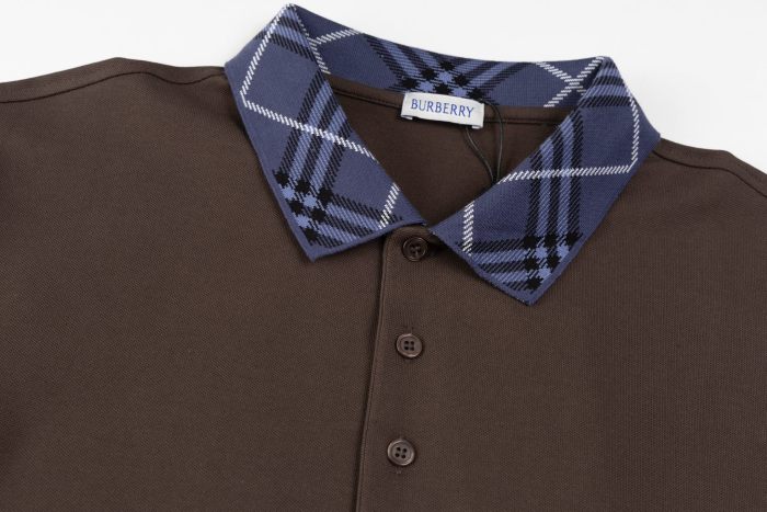 Burberry Check Collar Cotton Polo Shirt