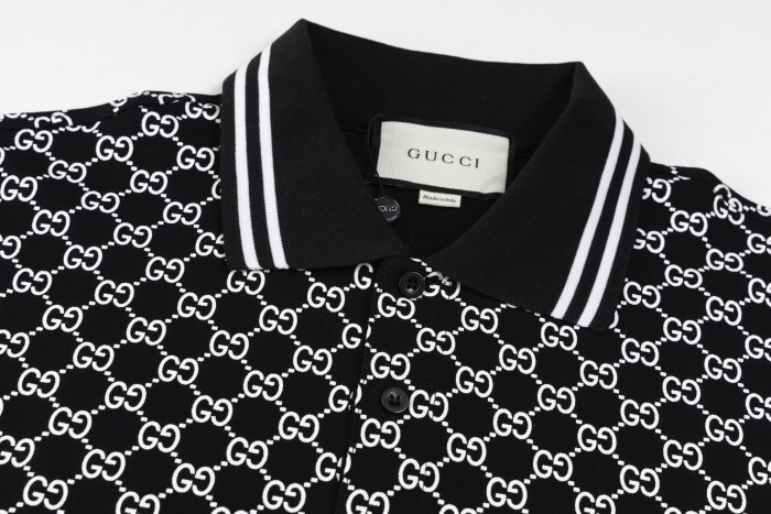 GUCCI GG JACQUARD COTTON PIQUET POLO