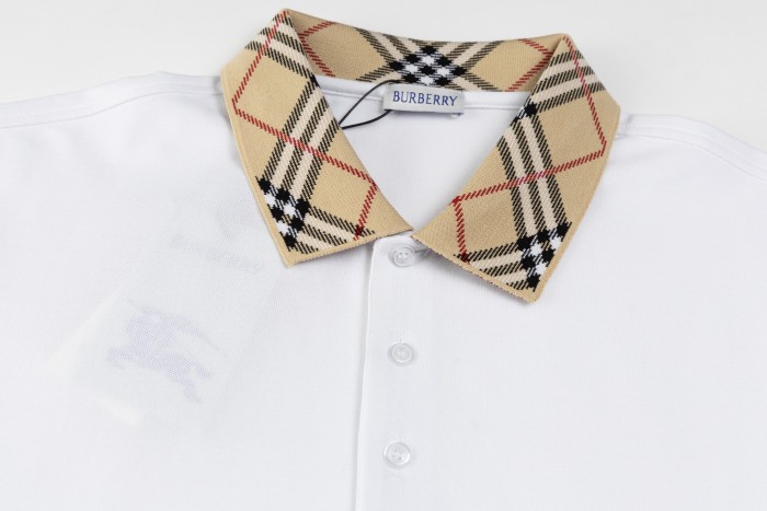 Burberry Check Collar Cotton Polo Shirt