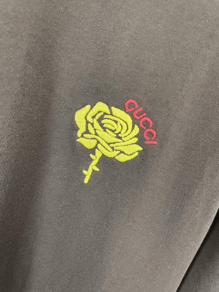 Gucci Embroidered Flower Cotton Short Sleeved T-shirt