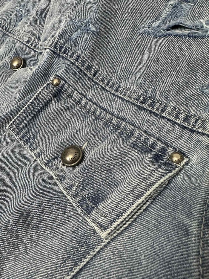 Louis Vuitton Washed Monogram Logo Denim Jacket