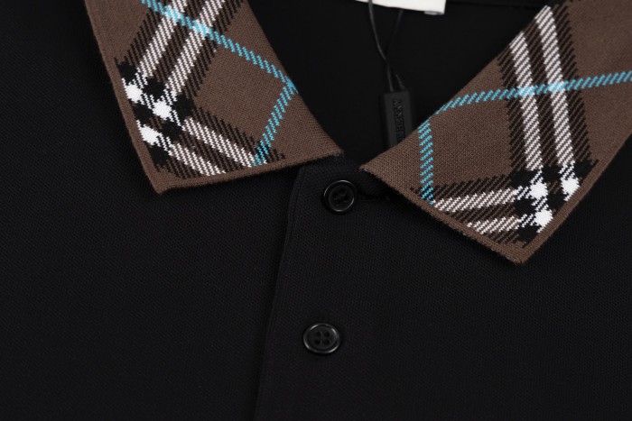 Burberry Check Collar Cotton Polo Shirt