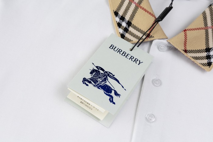 Burberry Check Collar Cotton Polo Shirt