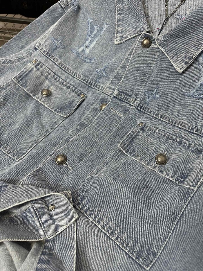 Louis Vuitton Washed Monogram Logo Denim Jacket