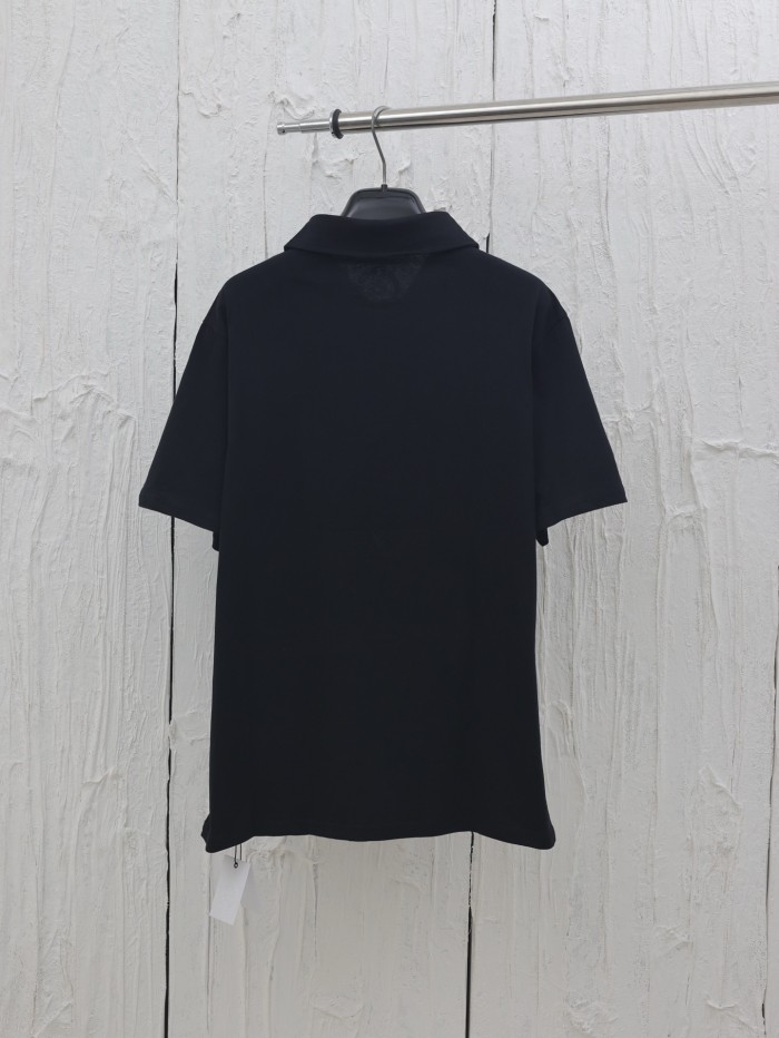 Chrome Hearts Silver Button Horseshoe Button Polo Shirt