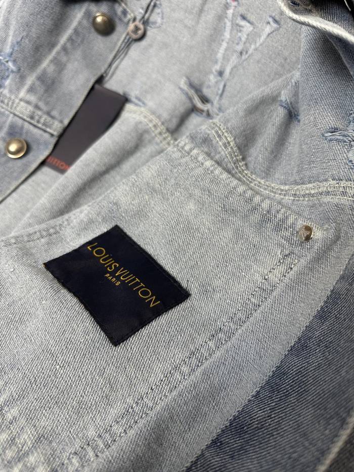 Louis Vuitton Washed Monogram Logo Denim Jacket