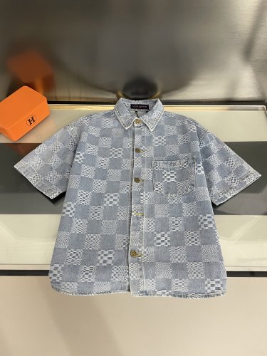 Louis Vuitton Damier Short-Sleeved Chambray Shirt Shorts Set