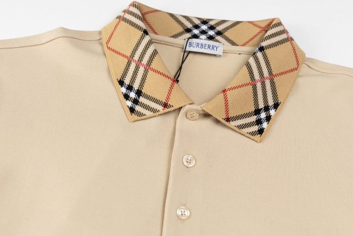 Burberry Check Collar Cotton Polo Shirt