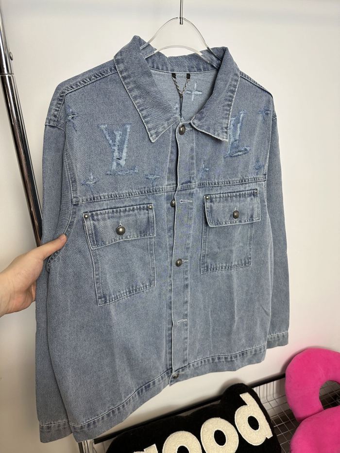Louis Vuitton Washed Monogram Logo Denim Jacket