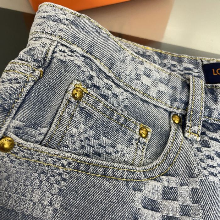 Louis Vuitton Damier Short-Sleeved Chambray Shirt Shorts Set