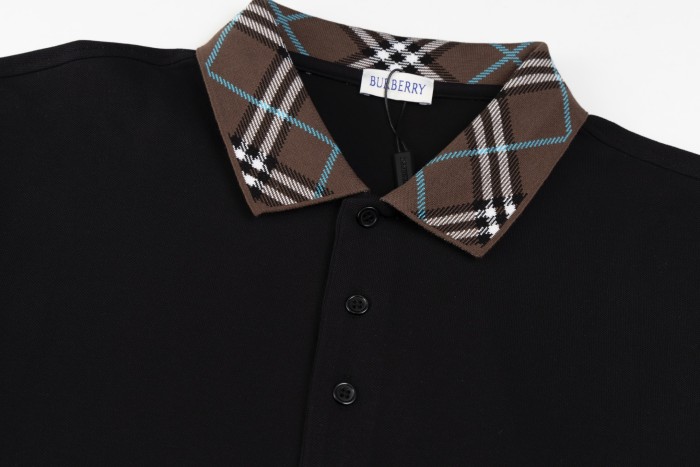 Burberry Check Collar Cotton Polo Shirt