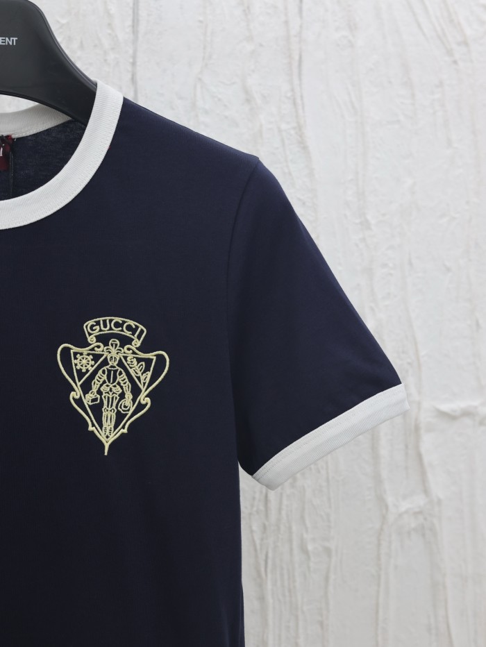Gucci Embroidered Cotton Short Sleeved T-shirt