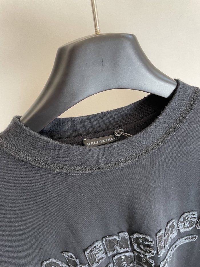 Balenciaga Logo Patch Embroidered Short Sleeve T-shirt