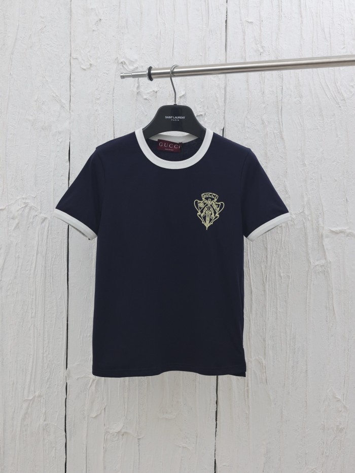 Gucci Embroidered Cotton Short Sleeved T-shirt
