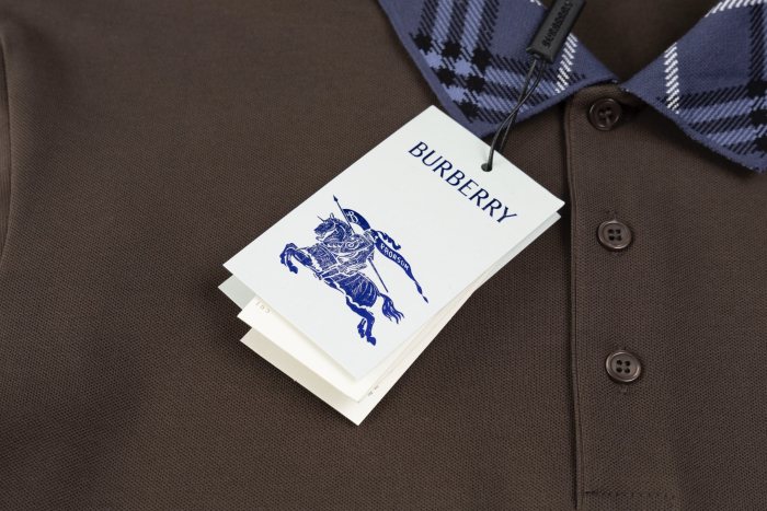 Burberry Check Collar Cotton Polo Shirt