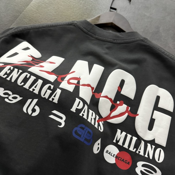 Balenciaga Logo Print Cotton Short Sleeved T-shirt