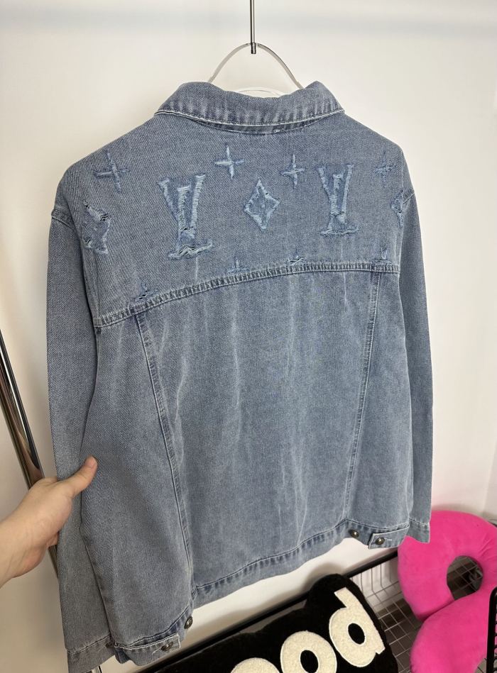 Louis Vuitton Washed Monogram Logo Denim Jacket