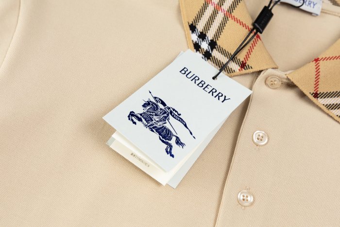 Burberry Check Collar Cotton Polo Shirt