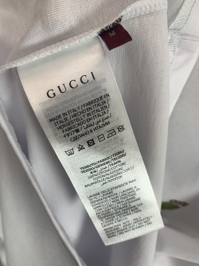 Gucci Embroidered Flower Cotton Short Sleeved T-shirt