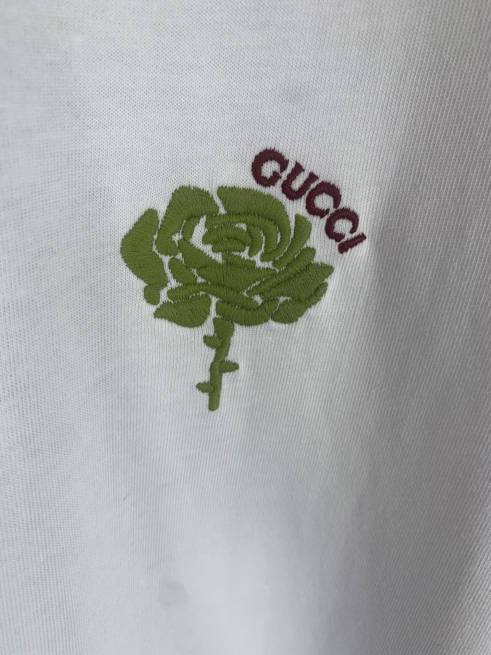 Gucci Embroidered Flower Cotton Short Sleeved T-shirt
