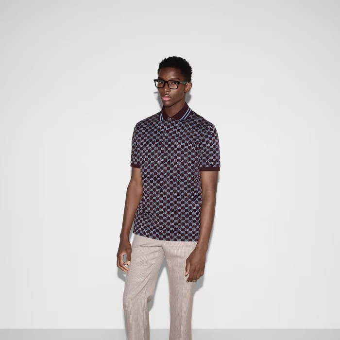 GUCCI GG JACQUARD COTTON PIQUET POLO