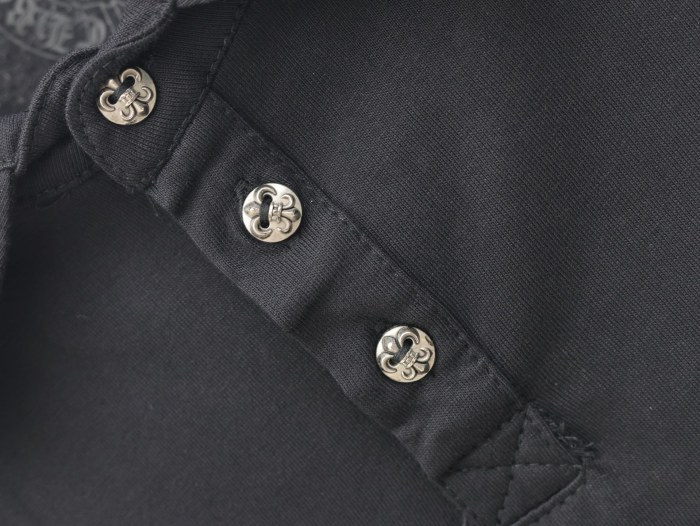 Chrome Hearts Silver Button Horseshoe Button Polo Shirt