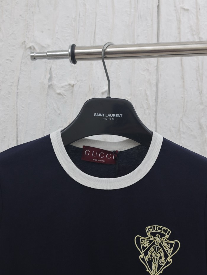 Gucci Embroidered Cotton Short Sleeved T-shirt