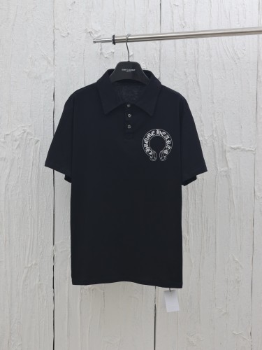 Chrome Hearts Silver Button Horseshoe Button Polo Shirt