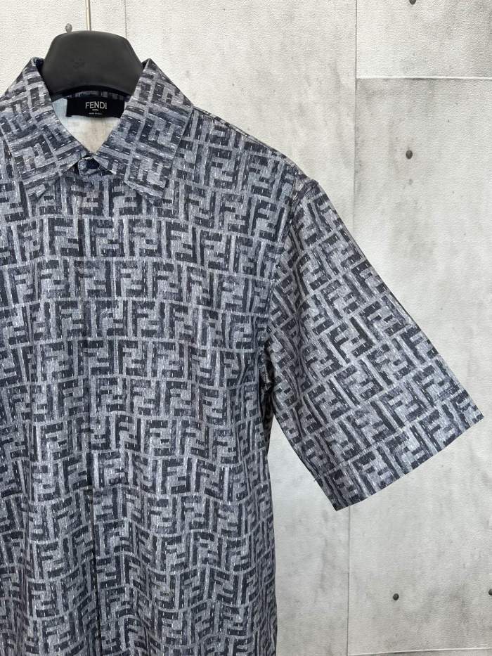 FENDI Jeans Shirt Blue FF Denim Shirt with Topstitching