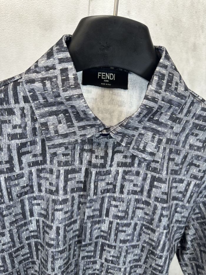FENDI Jeans Shirt Blue FF Denim Shirt with Topstitching