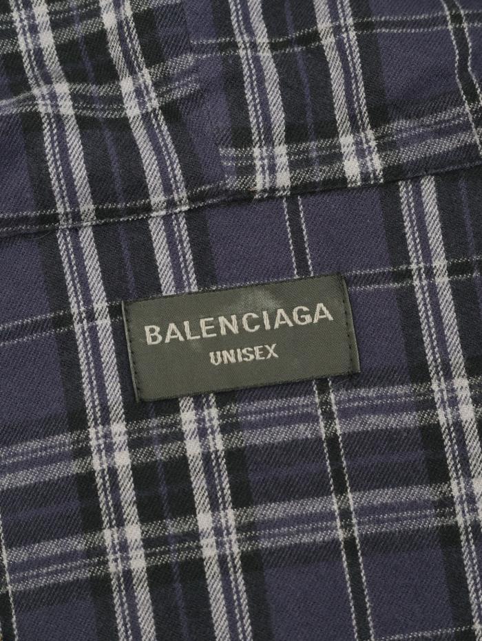 Balenciaga Purple Plaid Zip-Up Hooded Jacket