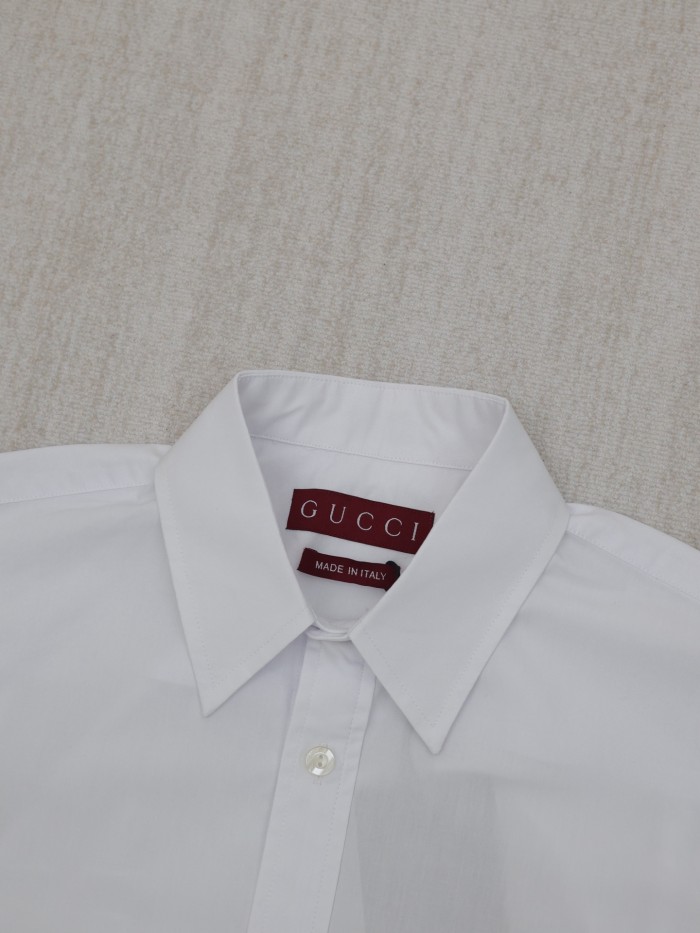 Gucci Logo Embroidered White Shirt