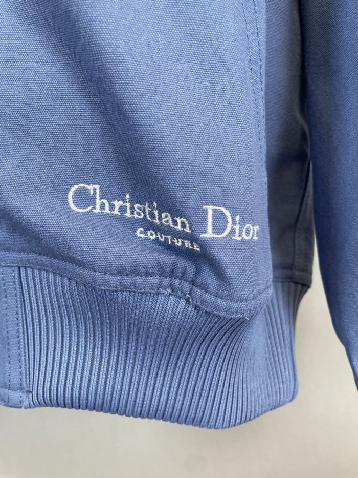 Dior Logo Embroidered Print Hooded Sweatshirt Jacket