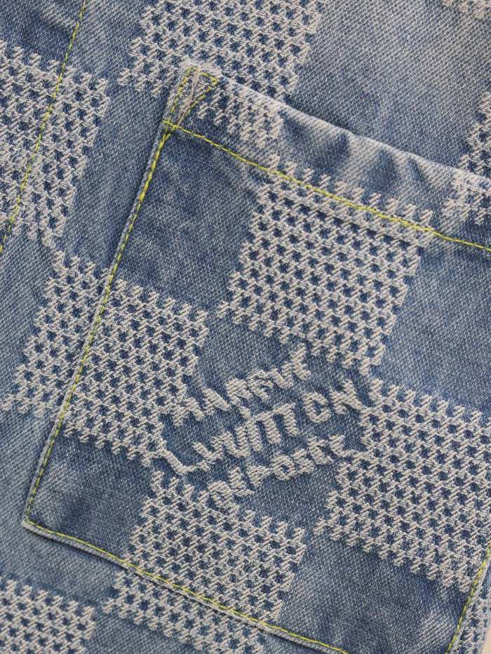 LOUIS VUITTON Jacquard Catwalk Short-sleeved Denim Jacket