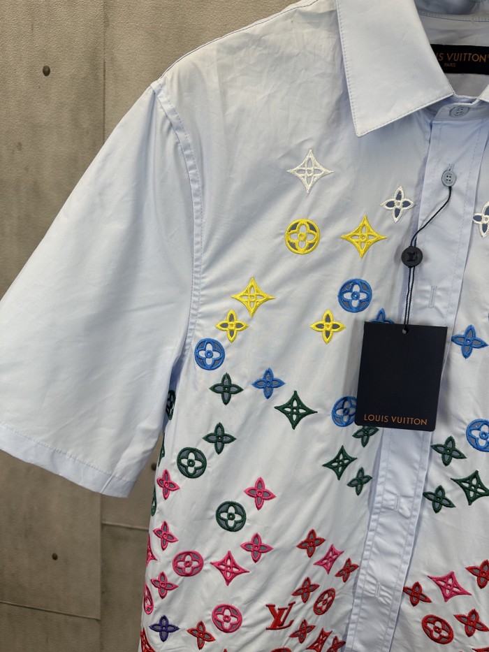 Louis Vuitton Rainbow Embroidered Short Sleeve Shirt