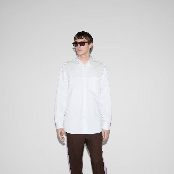 Gucci Logo Embroidered White Shirt