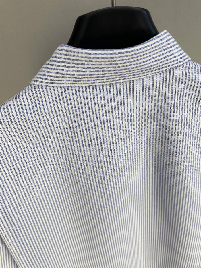 LOEWE - Suede-Trimmed Striped Cotton Shirt