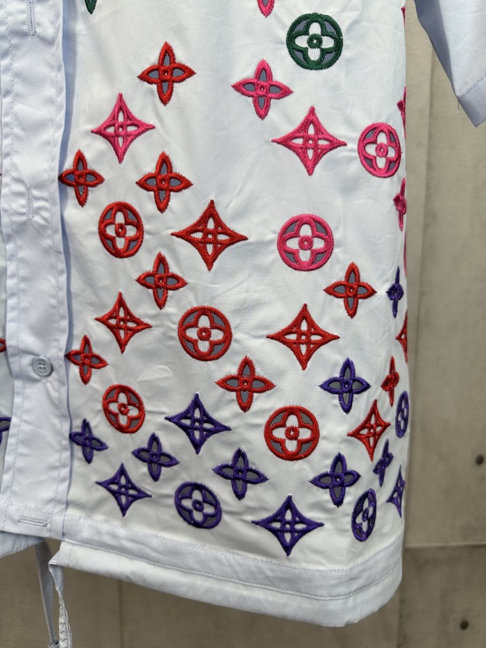 Louis Vuitton Rainbow Embroidered Short Sleeve Shirt