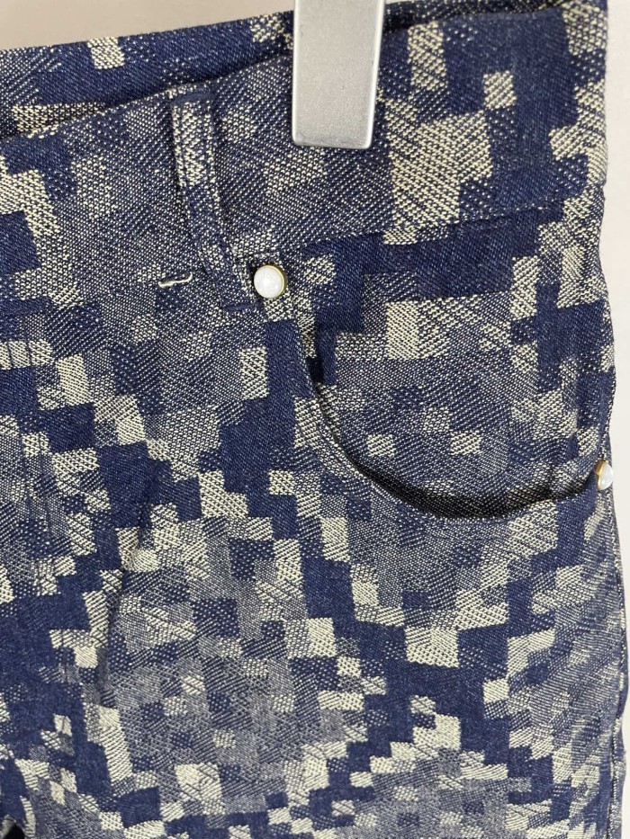 LOUIS VUITTON Snake-print Jacquard Denim Shorts