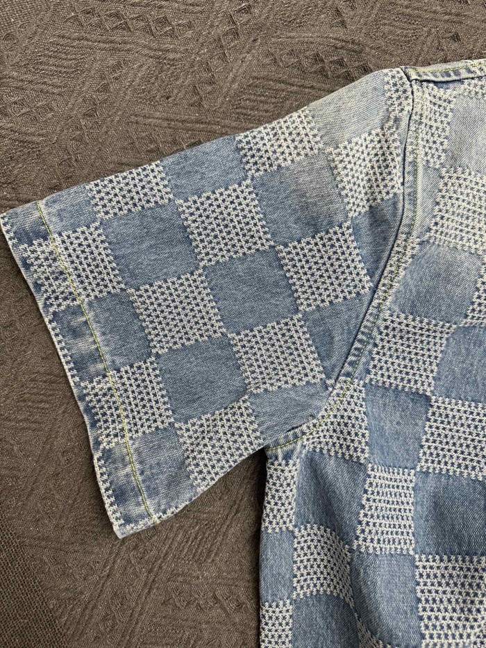 Louis Vuitton Mosaic Short Sleeve Denim Shirt