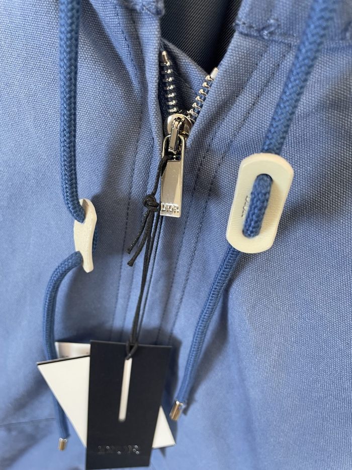 Dior Logo Embroidered Print Hooded Sweatshirt Jacket