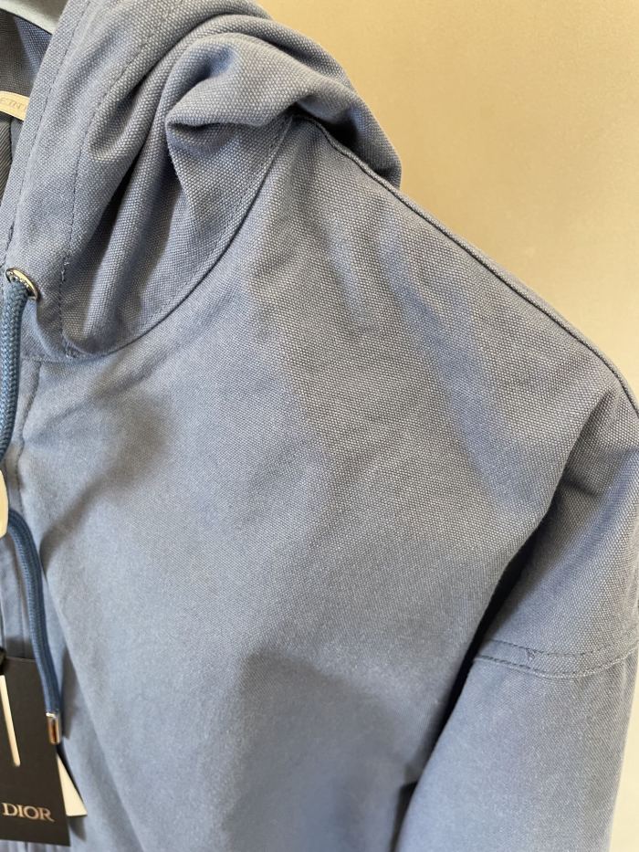Dior Logo Embroidered Print Hooded Sweatshirt Jacket