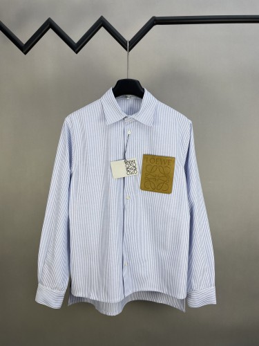 LOEWE - Suede-Trimmed Striped Cotton Shirt