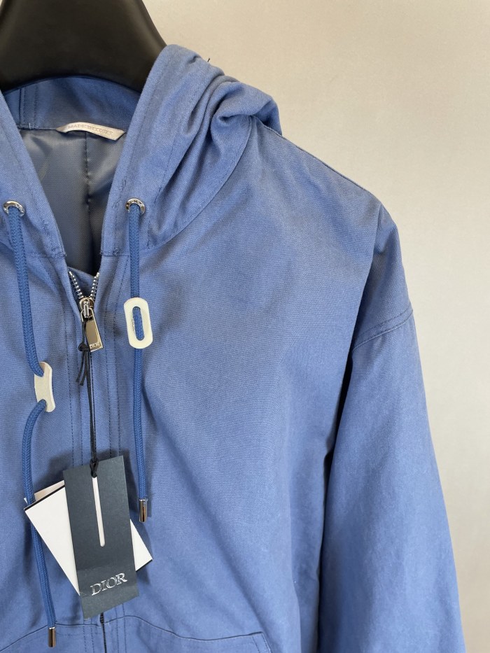 Dior Logo Embroidered Print Hooded Sweatshirt Jacket