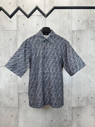 FENDI Jeans Shirt Blue FF Denim Shirt with Topstitching