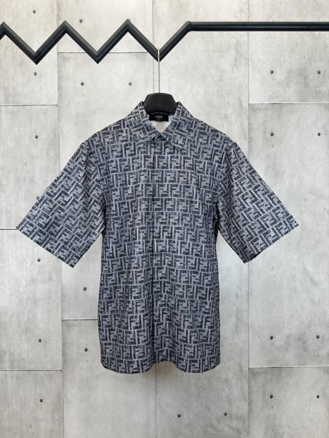FENDI Jeans Shirt Blue FF Denim Shirt with Topstitching