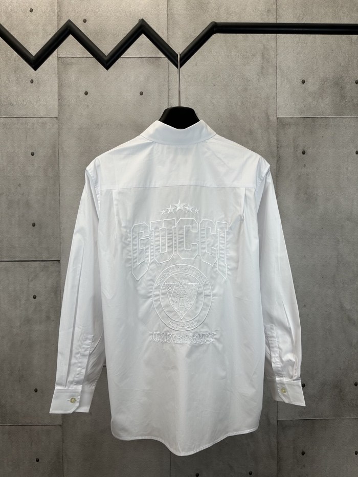 Gucci Logo Embroidered Long Sleeve Shirt